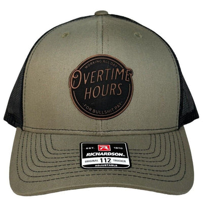 Working Long Hours Leather Patch Snapback Hat - Custom Colors