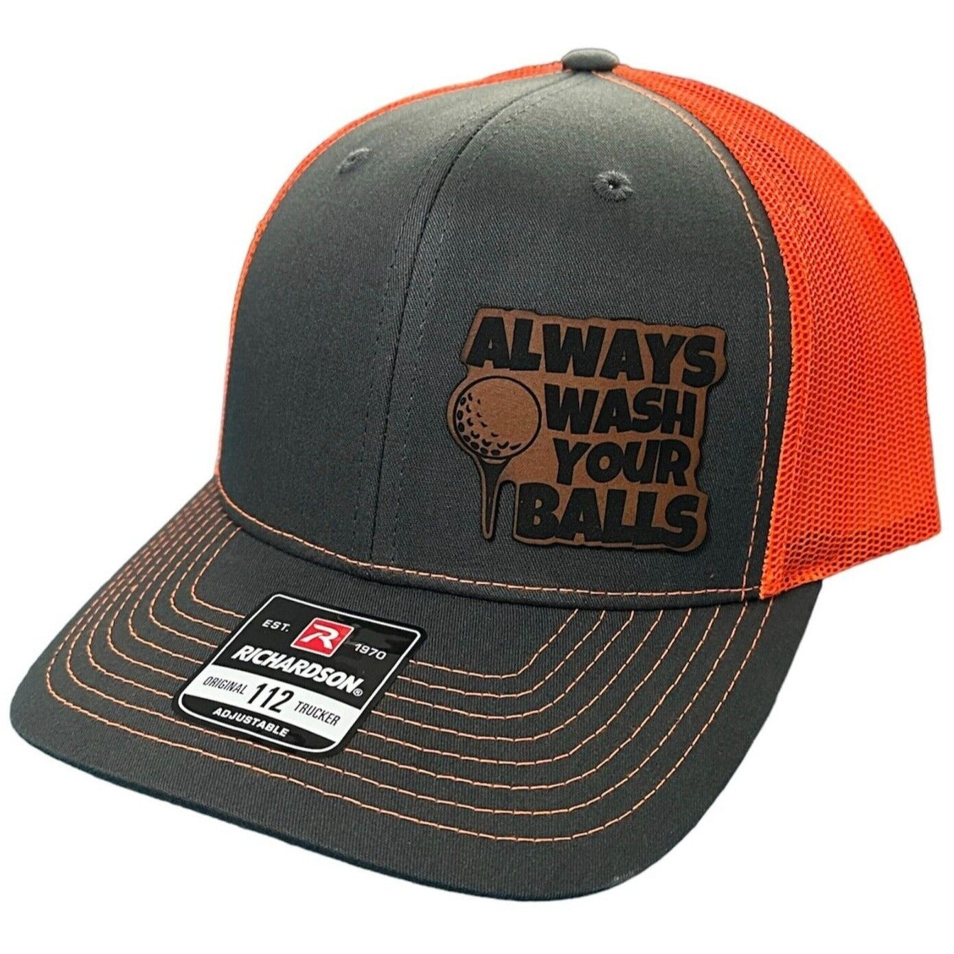 Always Wash Your Balls Leather Patch Snapback Hat