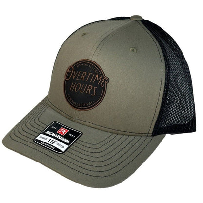 Working Long Hours Leather Patch Snapback Hat - Custom Colors