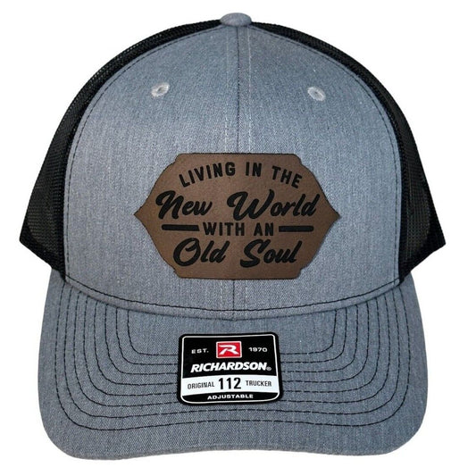 Living in the New World with an Old Soul Leather Patch Snapback Hat