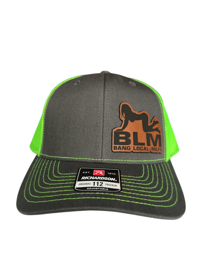 BLM Bang Local Milfs Hot Girl Leather Patch Trucker Snapback Baseball Cap